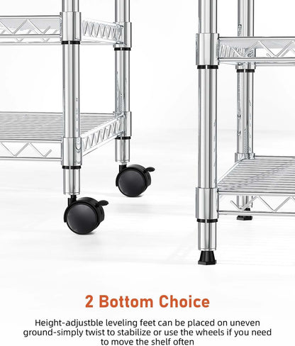 Heavy Duty 3-Shelf Shelving Unit, 24.02" W x 13.78" D x 21.97" H Chrome Steel Storage Rack with