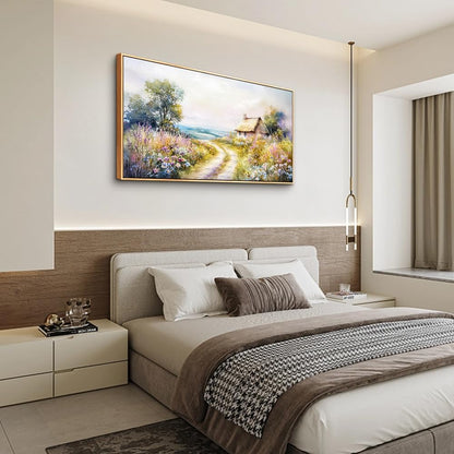 ZUITINGHUA Wood Framed Canvas Wall Art For Living Room Wall Decor For Bedroom Office Wall Decoration Country Road Landscape Paintings Farmhouse Pictures Artwork Room Aesthetic Home Decor 20x40 In