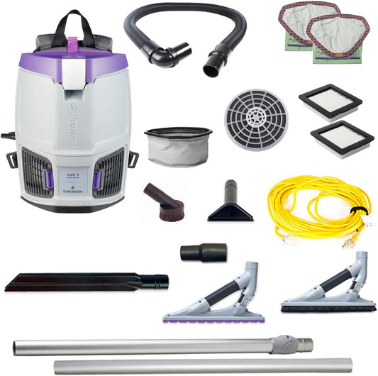 ProTeam GoFit 3 Commercial Backpack Vacuum with ProBlade Hard Surface & Carpet Tool Kit, 3 qt