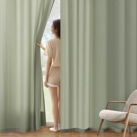 MIULEE Sage Green Privacy Sheer Curtains That Let Light in 63 Inches Long Non-See-Through Semi Sheer Curtain Light Filtering Window Curtains Drapes for Living Room Bedroom 2 Panels Set 42 X 63