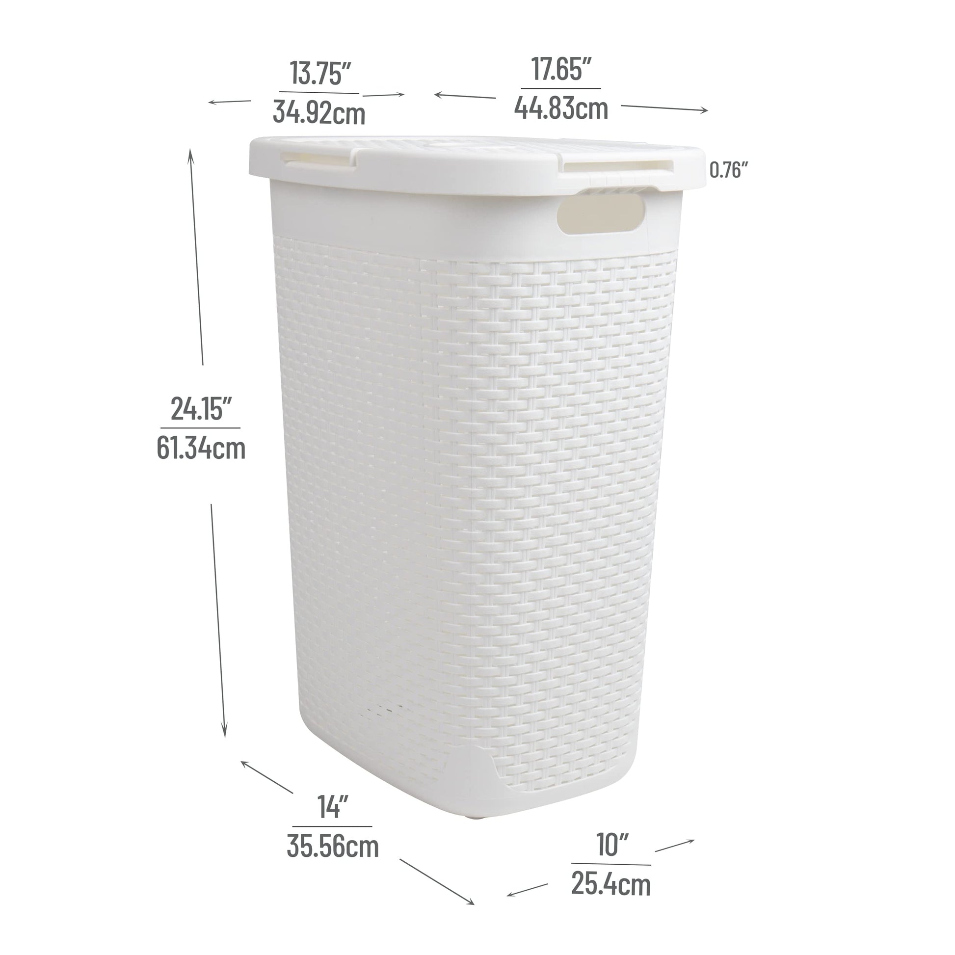 Mind Reader Slim Laundry Hamper with Lid, 60L Tall Clothes Basket, Narrow Tapered Design for