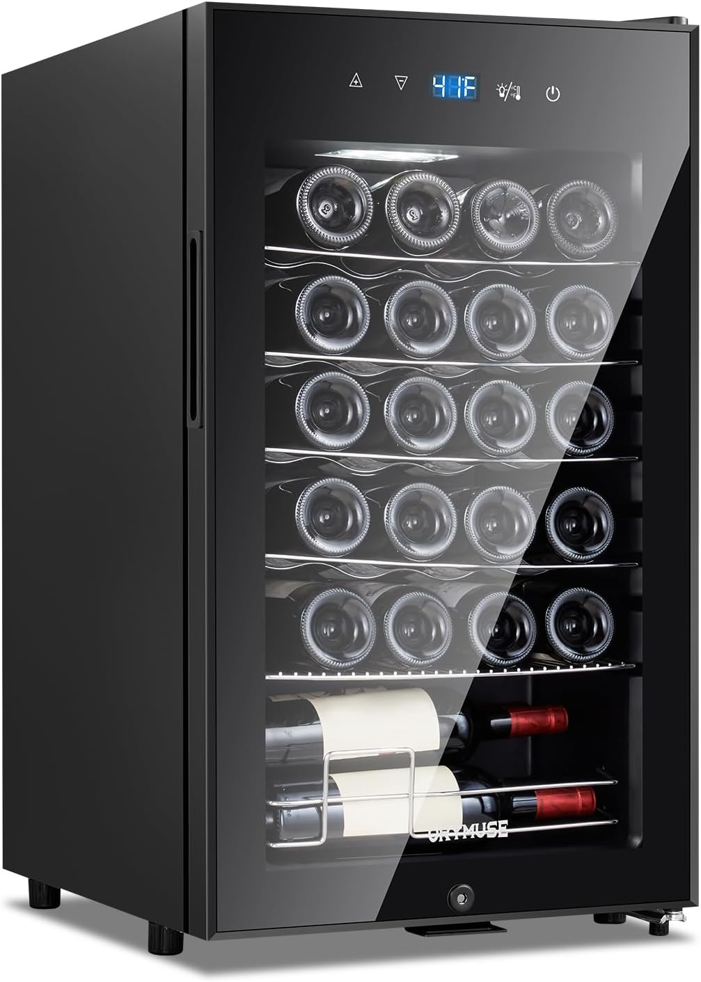 24 Bottle Compressor Wine Cooler Refrigerator with Lock, Freestanding Wine Fridge, 41°F-64°F Digital Temperature Control, Large Wine Cellar for Red, White, Champagne, and Sparkling Wine ??Black