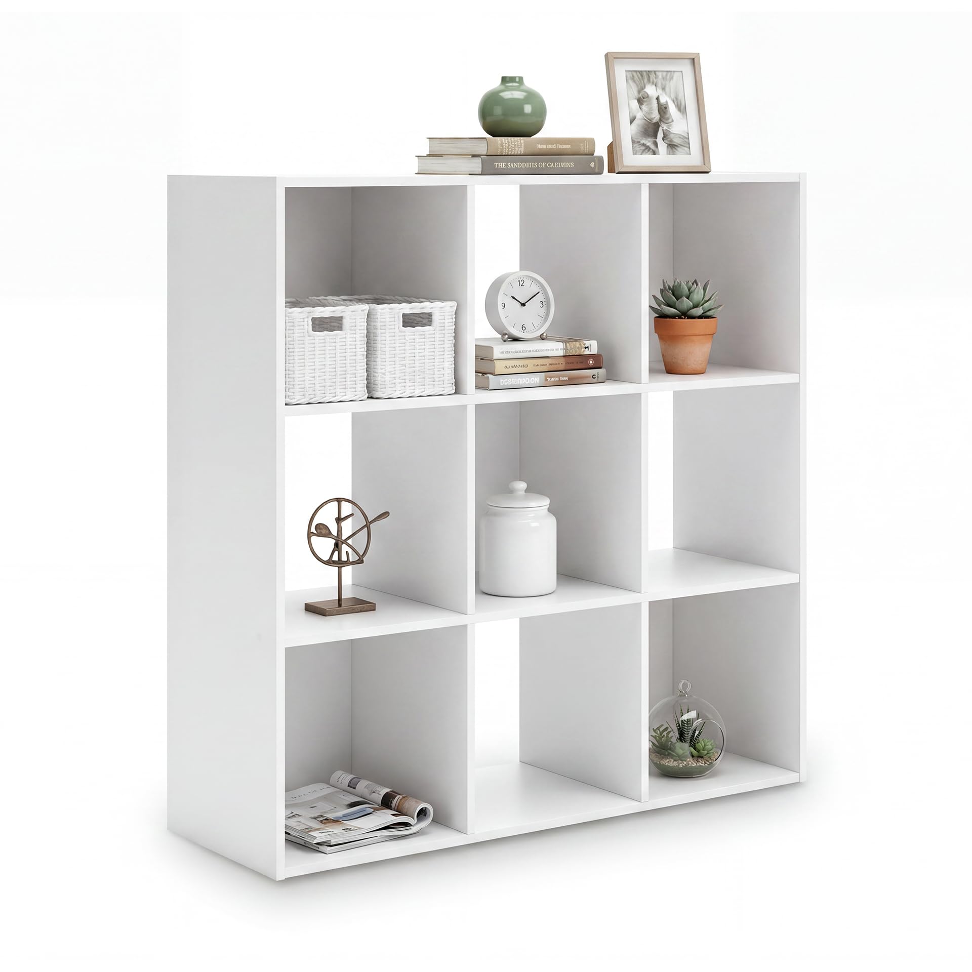 Signature Design by Ashley Onita 9 Cube Storage Organizer, White Bookshelf