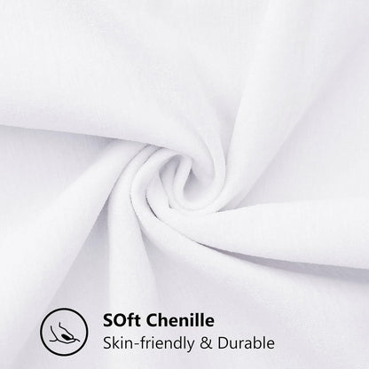 decorUhome Chenille Soft Throw Pillow Covers 20x20 Set of 2, Farmhouse Velvet Neutral Decorative Euro Pillow Covers with Stitched Edge for Couch Sofa Bed Home Decor, White