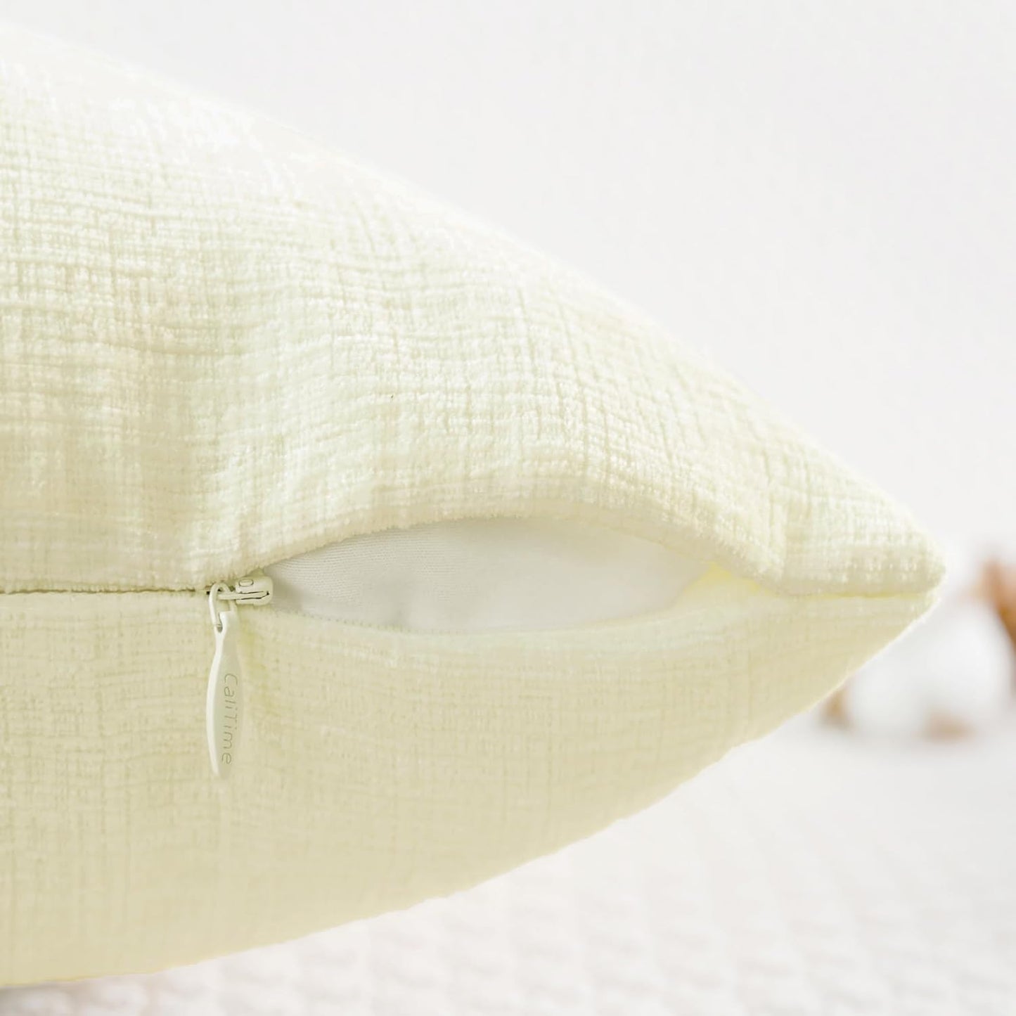 CaliTime Throw Pillow Covers Decorative 22 X 22 Inches Pack of 2 Cozy Chenille Cushion Cases for Couch Sofa Bed Living Room Home Beige