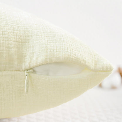 CaliTime Throw Pillow Covers Decorative 22 X 22 Inches Pack of 2 Cozy Chenille Cushion Cases for Couch Sofa Bed Living Room Home Beige