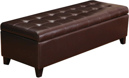 Joveco Storage Ottoman Bench, 51 Inch Leather Tufted Bench for End of Bed, Bedroom, Living Room, Dark Brown