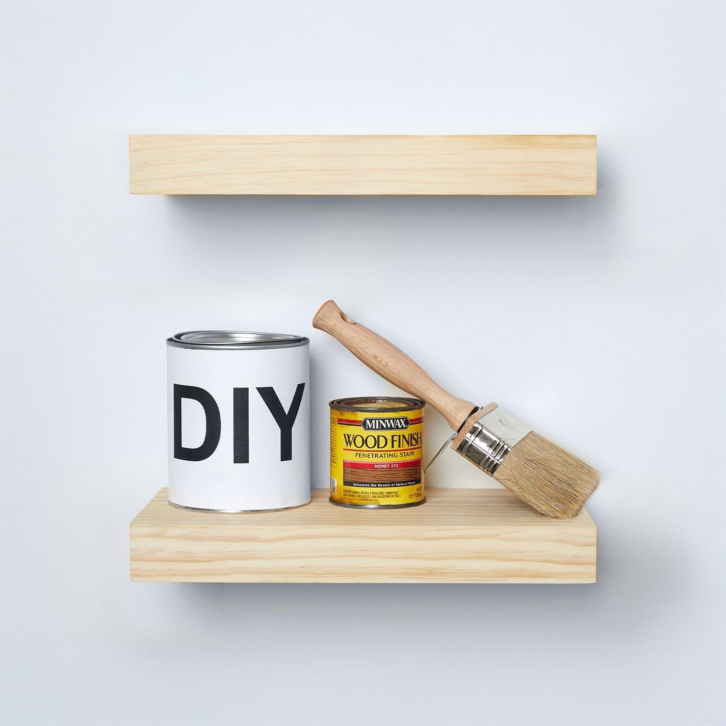 Homeforia 12 inch Natural Floating Shelf, High End Solid Real Wood 12inch Small Floating Shelves for Wall Mounted, Natural Wooden Floating Shelves, Heavy Duty Bracket, 12 X 6.5 X 1.75 in, Set of 2