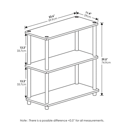 Furinno TURN-N-TUBE Storage Shelves, 3-Tier Book Shelf, Corner Shelf, Toolless Open Shelves, for