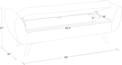 HomePop Modern Storage Bench with Wood Legs Home Décor|Bench with Storage for Living Room & Bedroom - Brown Boucle