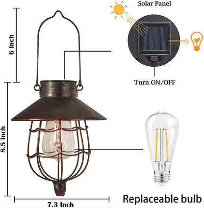 YAKii 2 Pack Solar Lantern Hanging Waterproof Outdoor Metal Solar Lamp with Warm White Light Decorate for Yard Garden Pathway Patio Porch Decor (Antique Copper)