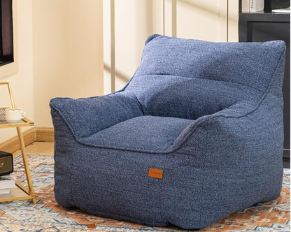 Bean Bag Chair for Adults, Comfy Tufted Bean Bag Chair Sofa with Armrests, Lazy Beanbag Chair with Foam Filler Stuffed Bean Bag Couch Sofa for Reading in Bedroom, Living Room and Dorms