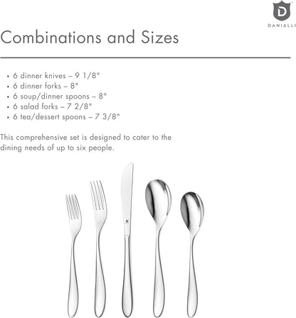 Silverware Set for 6 | 18/10 Stainless Steel Flatware Set | Mirror Finish, Heavy-Duty, Dishwasher Safe, Elegant & Durable, Built to Last (30-Piece, Marettimo)