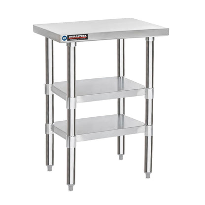 DuraSteel Food Prep Stainless Steel Table - 24 x 18 Inch Commercial Metal Workbench with Adjustable Under Shelf - NSF Certified - for Restaurant, Warehouse, Home, Kitchen, Garage