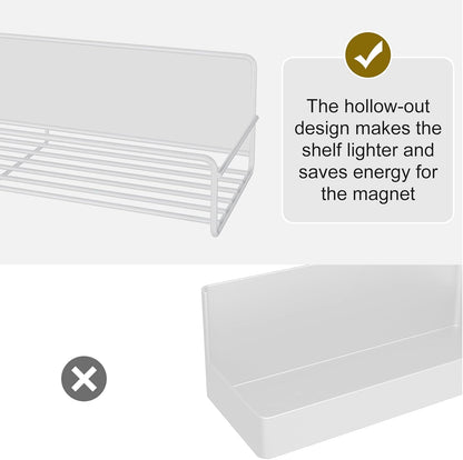 4 Pack Magnetic Spice Rack Organizer, Space Saver for Refrigerator and Microwave Oven, Metal Fridge Shelf, White