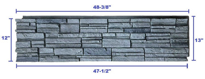 OTECKO 6-Pack Faux Stone Wall Panel 48 in x 13 in x 2 in Stacked Stone High Density Polyurethane Wall Siding Panels 24 sq ft, Easy Install, Interior/Exterior Iron Gray