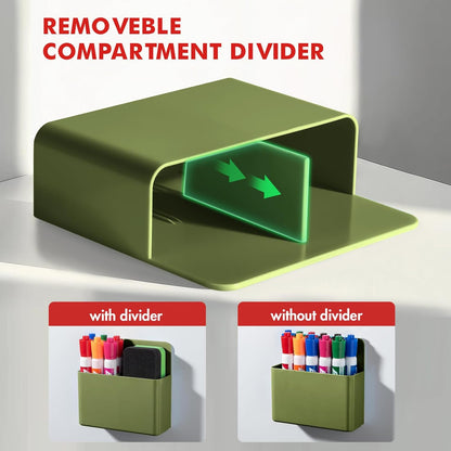 BEYGORM 2 Pack Plastics Magnetic Pen Holder for Refrigerator, Dry Erase Marker Holder for Whiteboard，Magnet School Locker Organizer Accessories, Pencil Cup, Pen Caddy (Army Green)