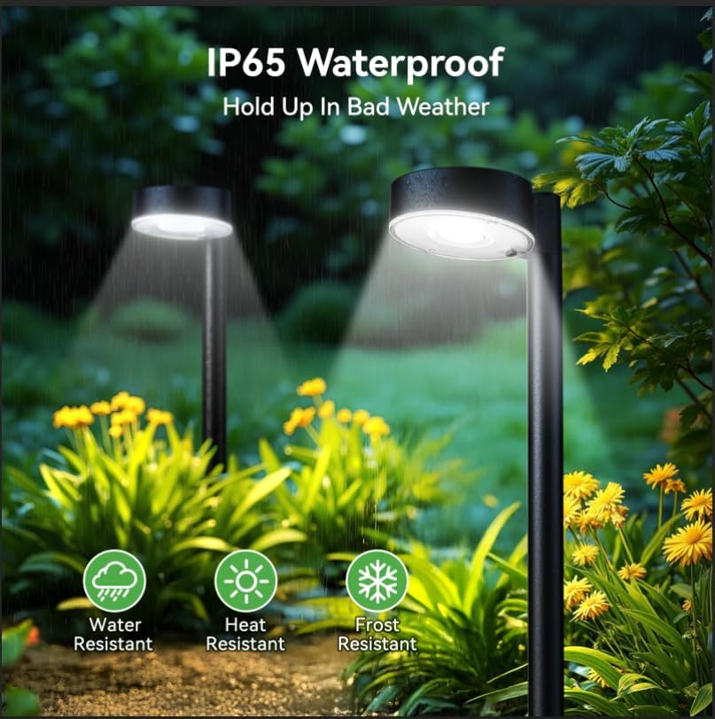 6 Pack Solar Pathway Lights Outdoor, 12 Brighter LED Solar Lights Outdoor Waterproof, Up to 12 Hrs Modern Path Light for Yard Garden Walkway Driveway Lawn, Cool White