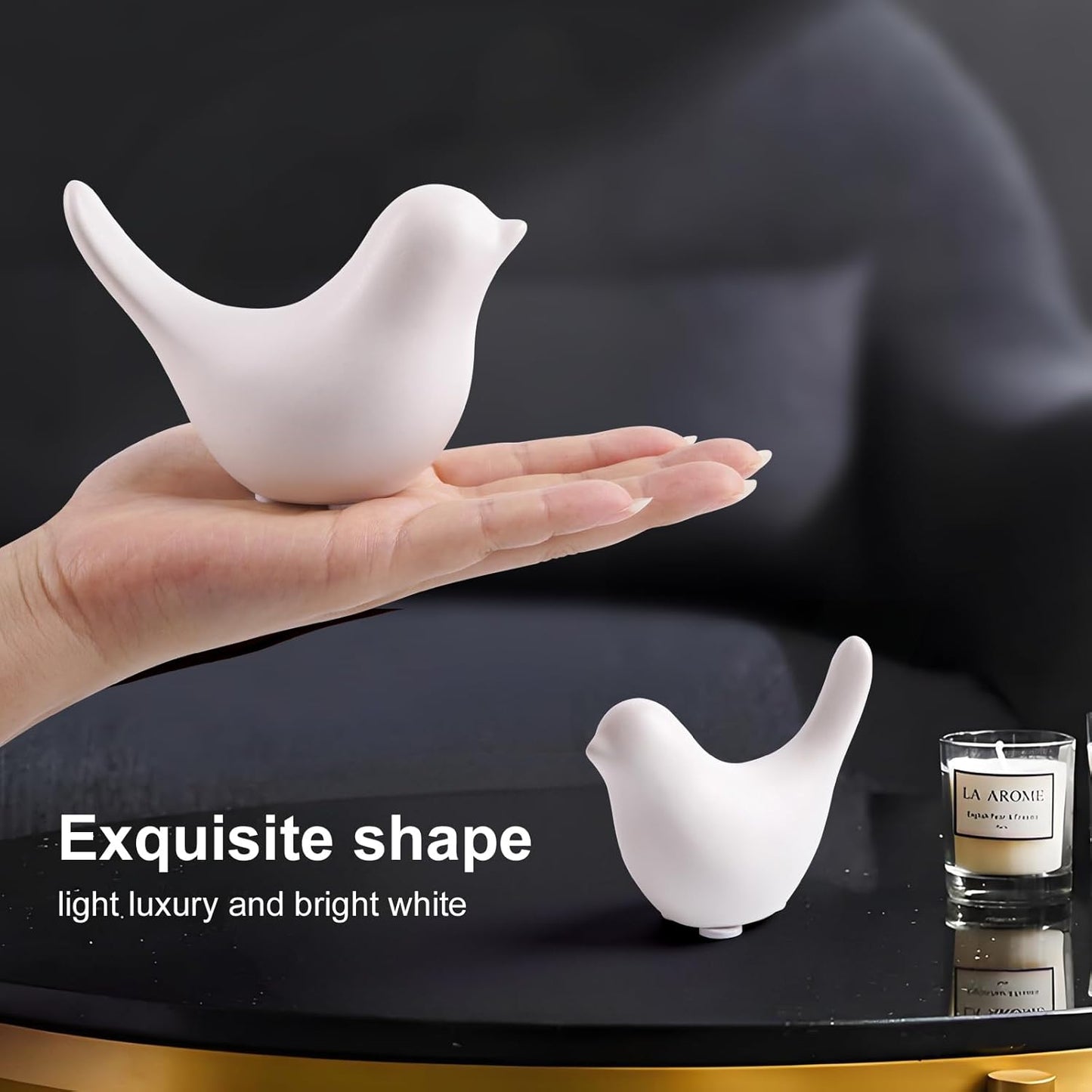 Notakia Small White Birds Statues Home Decor Modern Style Decorative Ornaments for Living Room, Bedroom, Office Desktop, Cabinets (2Pcs White Birds)