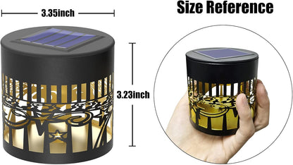 2 Pack Solar Fence Lights Metal Solar Powered Outdoor Wall Deck Lights Sun Moon Theme Waterproof Fence Light for Garden Post Patio Backyard Yard Decor (Face, 2 Pack)