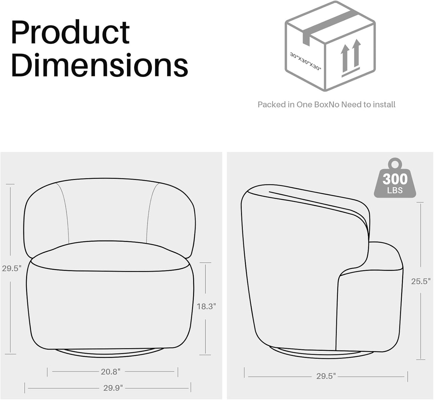 Swivel Accent Chair, Chenille Barrel Chair for Living Room, Cozy Round Boucle Arm Chair, Metal Base for Club Nursery Bedroom, Light Grey