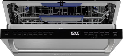 Empava 24 Inch Built-in Dishwasher, Stainless Steel Tub, 15 Place Settings 8 Wash Cycles, 3 Racks, Dual-Dry System, Top Control, 45 dB Ultra Quiet, Energy Star & UL Certified