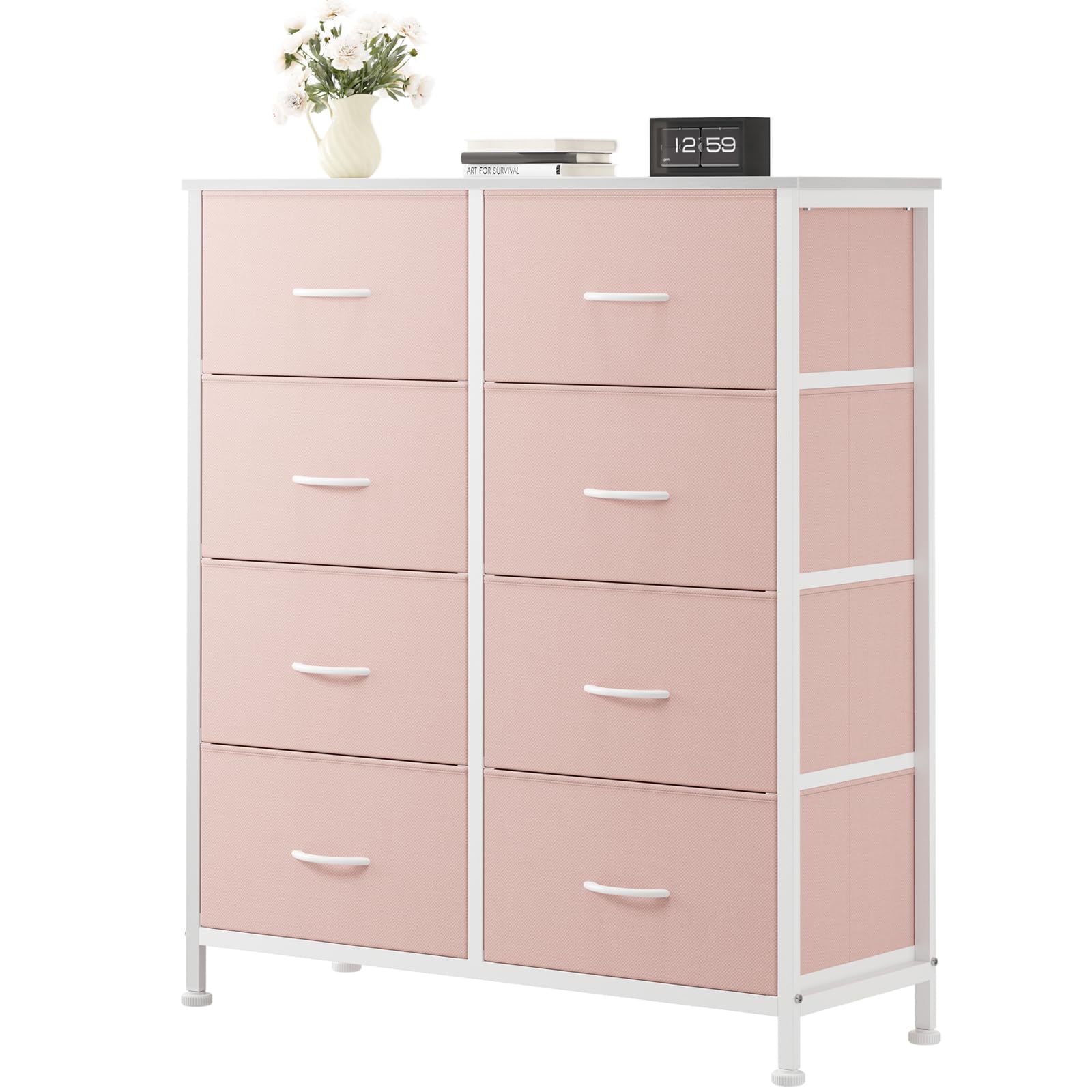 OLIXIS 8 Drawer Storage Dresser for Bedroom, Closet Organizers Units, Pink