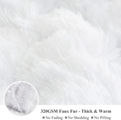 XeGe Luxury Faux Fur Throw Blanket, White Soft 50x60 Fluffy Blanket Throw, Shaggy Plush Decorative Couch Blanket, Cute Furry Throw Holidy Fuzzy Lap Blanket for Kids Women Men Teen Girls White