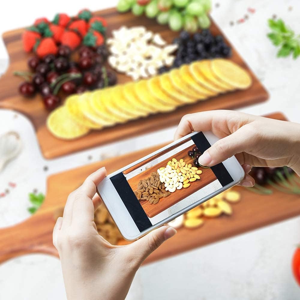 AIDEA Wood Cutting Board with Handle, Cheese Board Chartuterie Board for Kitchen, Party 17" LenghtX6"Height (2 Pack)