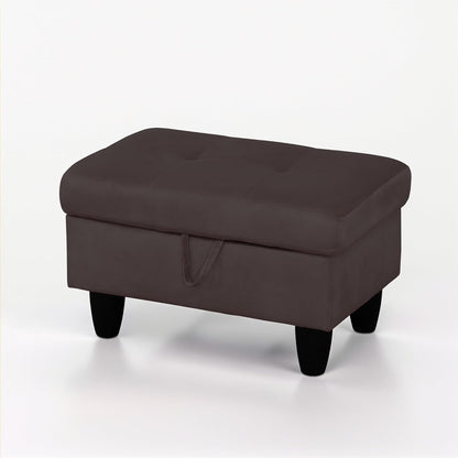 Ottoman Rectangular Storage Ottoman Bench, Flannel Footrest Stool Footstool with Lid for Living Room, Bedroom, Entryway, Dark Coffee, 28.5"x19"x17.5"