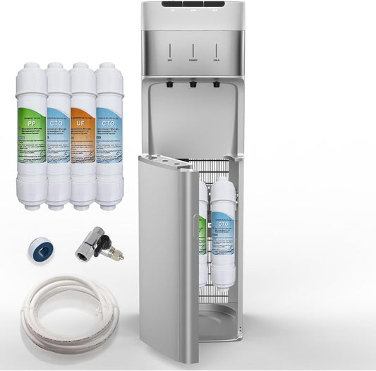 Self Cleaning Bottleless Water Cooler Dispenser with 4 Stage Water Filter 3 Temperature Settings