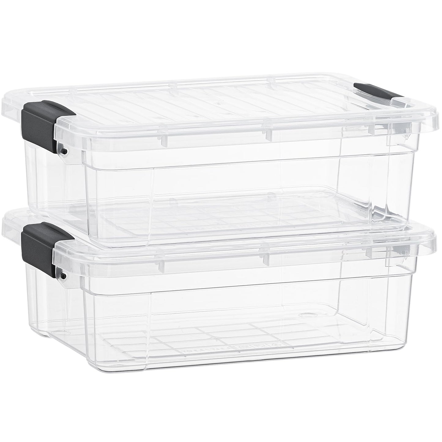 Superio Storage Bins with Lids- 2 Pack, 7.4 Qt Clear Boxes for Organizing, Stackable Plastic