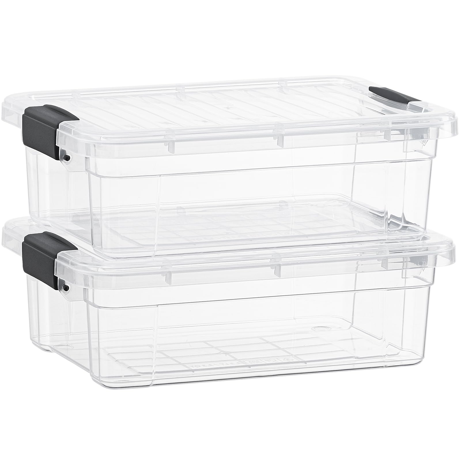 Superio Storage Bins with Lids- 2 Pack, 7.4 Qt Clear Boxes for Organizing, Stackable Plastic