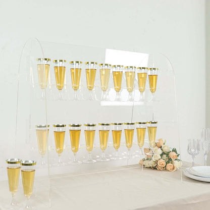 Tableclothsfactory 25" Clear Acrylic 2-Tier Wine Glass Stemware Rack, Champagne Flute Holder with Stand