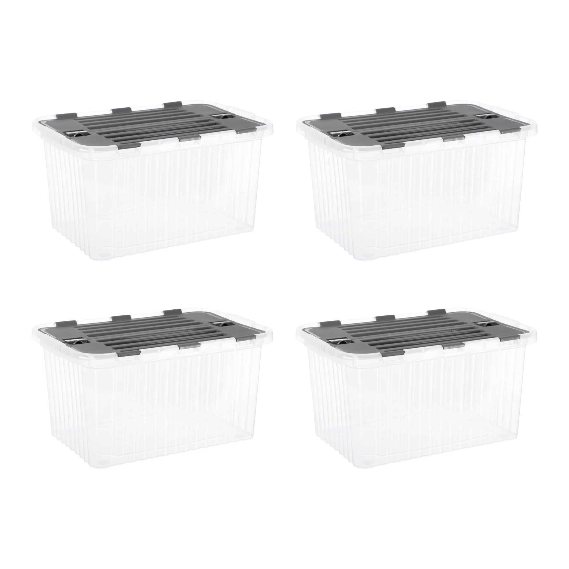 Superio Storage Bins with Lids, Clear Plastic Containers for Organizing, Stackable Totes, BPA Free