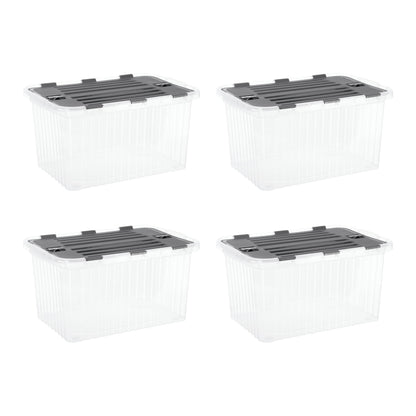 Superio Storage Bins with Lids, Clear Plastic Containers for Organizing, Stackable Totes, BPA Free