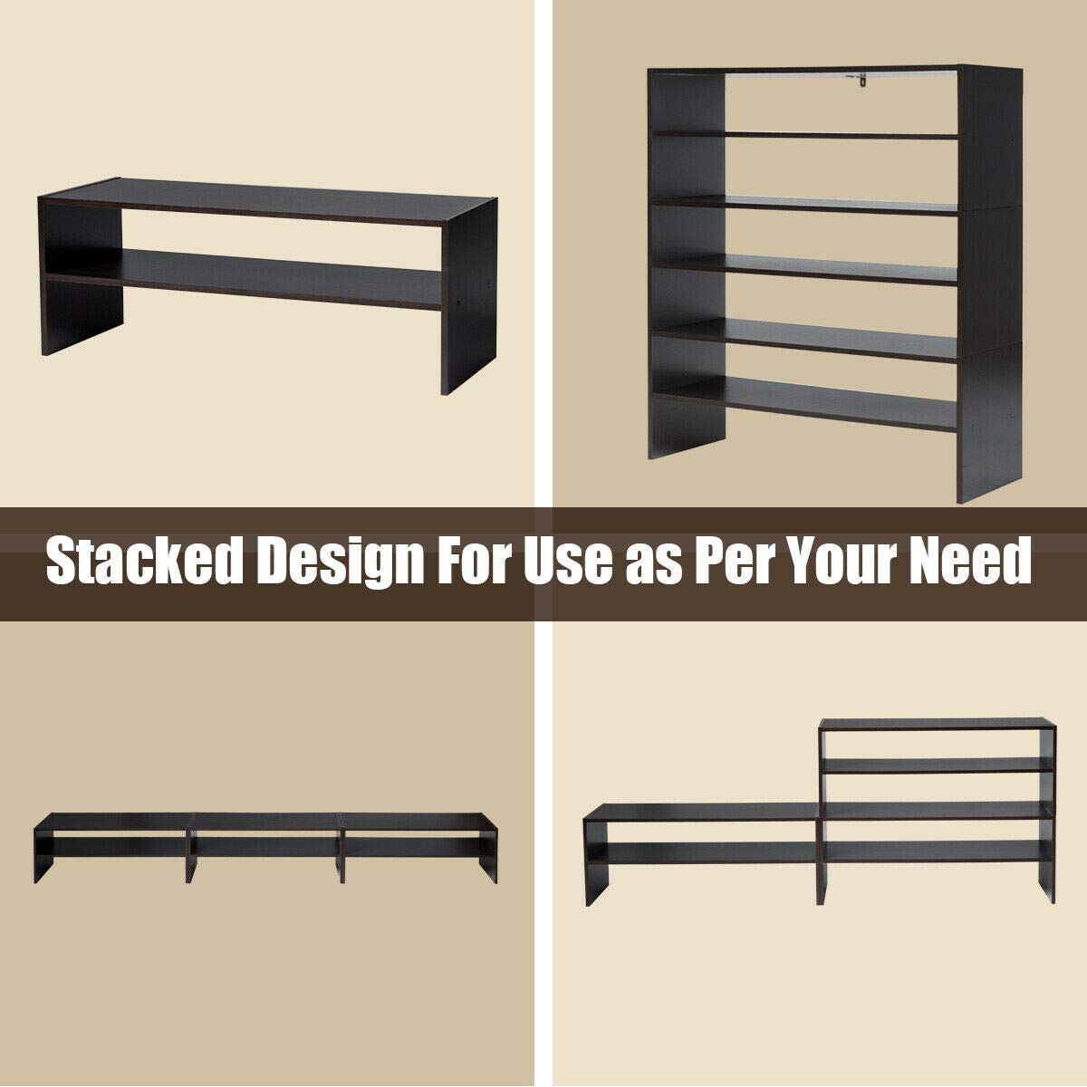 Giantex 3-in-1 Vertical Shoe Rack, 6-Tier Free Standing Shoe Storage Organizer w/Stackable Design