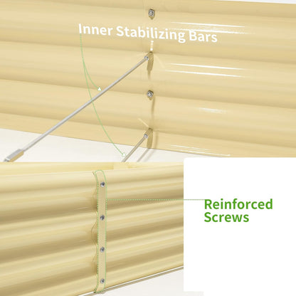 Land Guard 8×4×1ft Galvanized Metal Raised Garden Bed, Metal Planter Kit Box Outdoor for Deep-Rooted Vegetables, Flowers, Green and Herbs (Cream Yellow)…