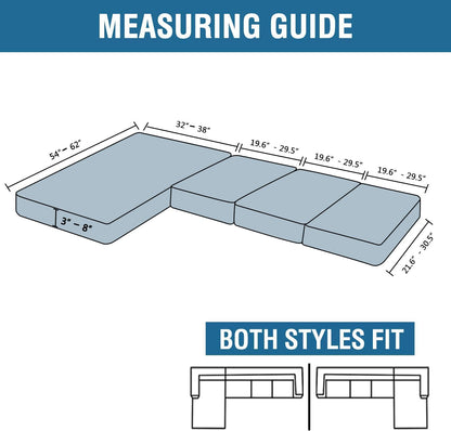 H.VERSAILTEX Velvet Stretch Sectional Couch Covers 3 Pieces Sofa Seat Cushion Covers L Shape Separate Cushion Couch Cover for Both Left/Right Sectional Couch (Large Sofa 2 Seater + 1 Chaise, Brown)