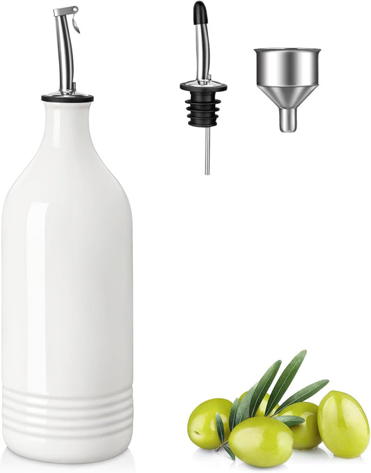 vancasso 20 Oz Ceramic Olive Oil Dispenser Bottle, Bottle Dispenser with Spout and Funnel for