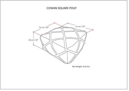 SIMPLIHOME Cowan Contemporary Square Pouf in Grey, Natural Handloom Woven for the Living Room, Bedroom and Kids Room