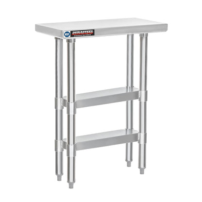 DuraSteel Food Prep Stainless Steel Table - 24 x 12 Inch Commercial Metal Workbench with Adjustable Under Shelf - NSF Certified - for Restaurant, Warehouse, Home, Kitchen, Garage