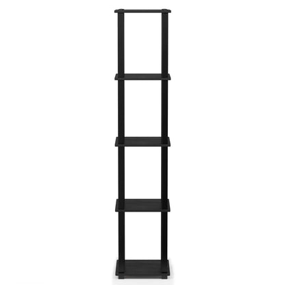 FURINNO Turn-S-Tube 5-Tier Corner Square Rack Display Shelf, Americano/Black