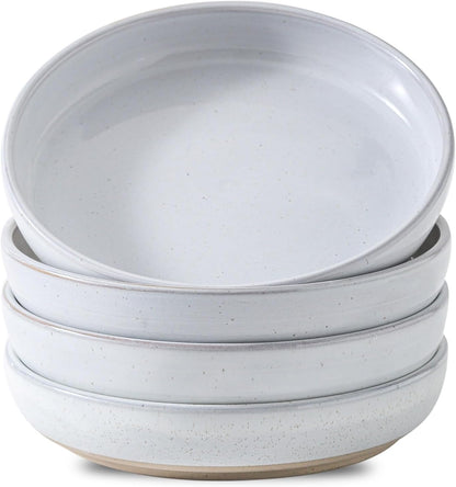 Pasta Bowls 26 OZ,Ceramic Salad Serving Bowls Set of 4,Large 8.2 inch Shallow Bowls Plates for Soup,Fruit,Noodle,Dinner,Dishwasher & Microwave Safe,White