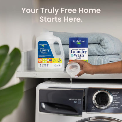 Laundry Wash Detergent for Sensitive Skin, Gentle & Safe for Baby Clothes | Plant-Based, Natural Ingredients | Unscented | Include 1 Refillable Bottle (150 Loads)