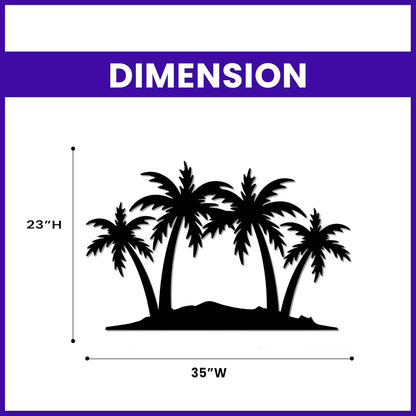 METALPLEX Palm Tree Metal Wall Art - Durable And Rust-free Indoor & Outdoor Aluminum Composite Wall Decor - Home Decor Wall Art For Living Room And Bedroom Decorations - White (35"x 23")