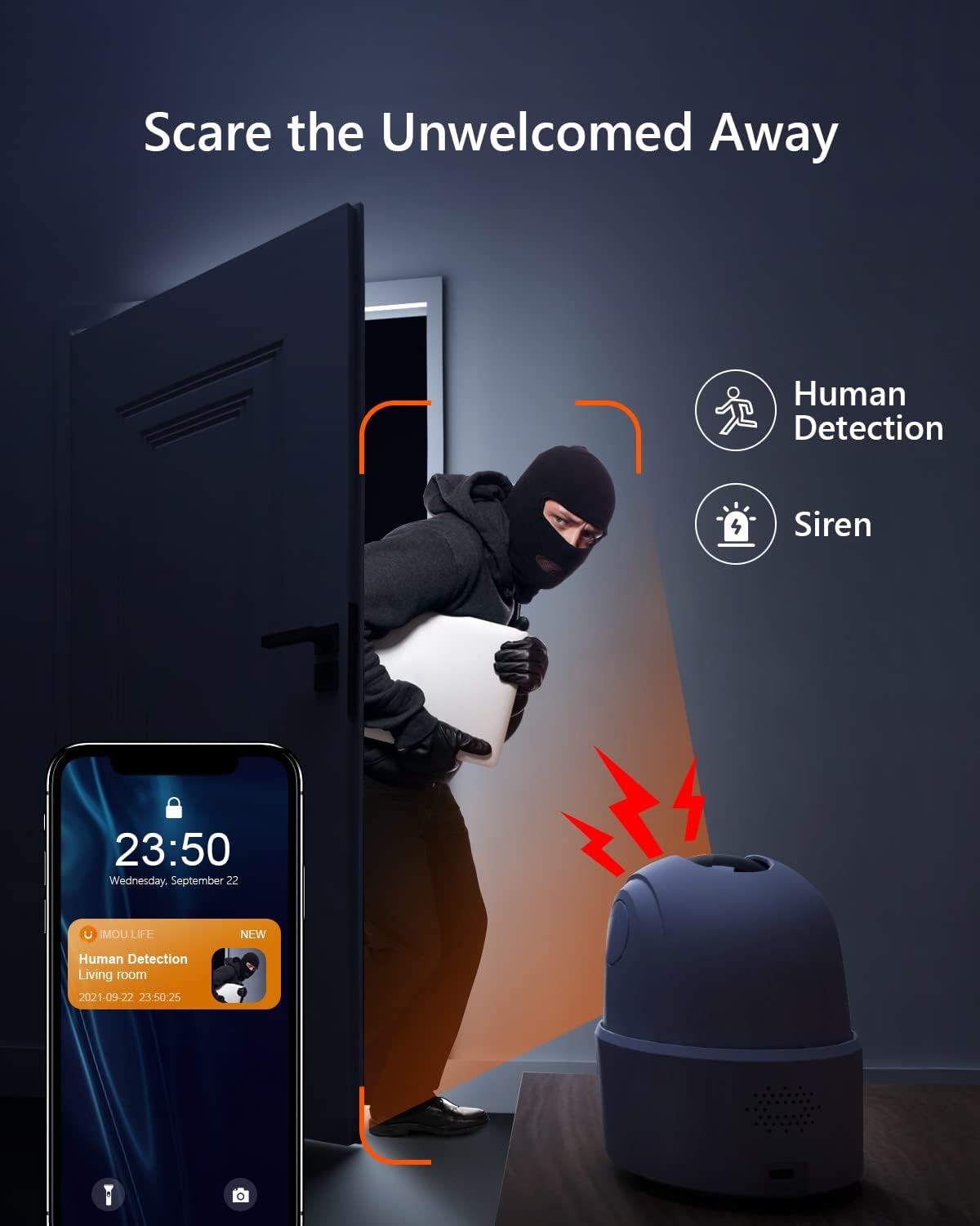 Imou 2K WiFi Security Camera Indoor Pet Dog Baby Camera with AI Human/Motion/Sound Detection, 360° Wireless IP Home Security Camera, Smart Tracking, Siren, Night Vision, 2-Way Audio, Works with Alexa