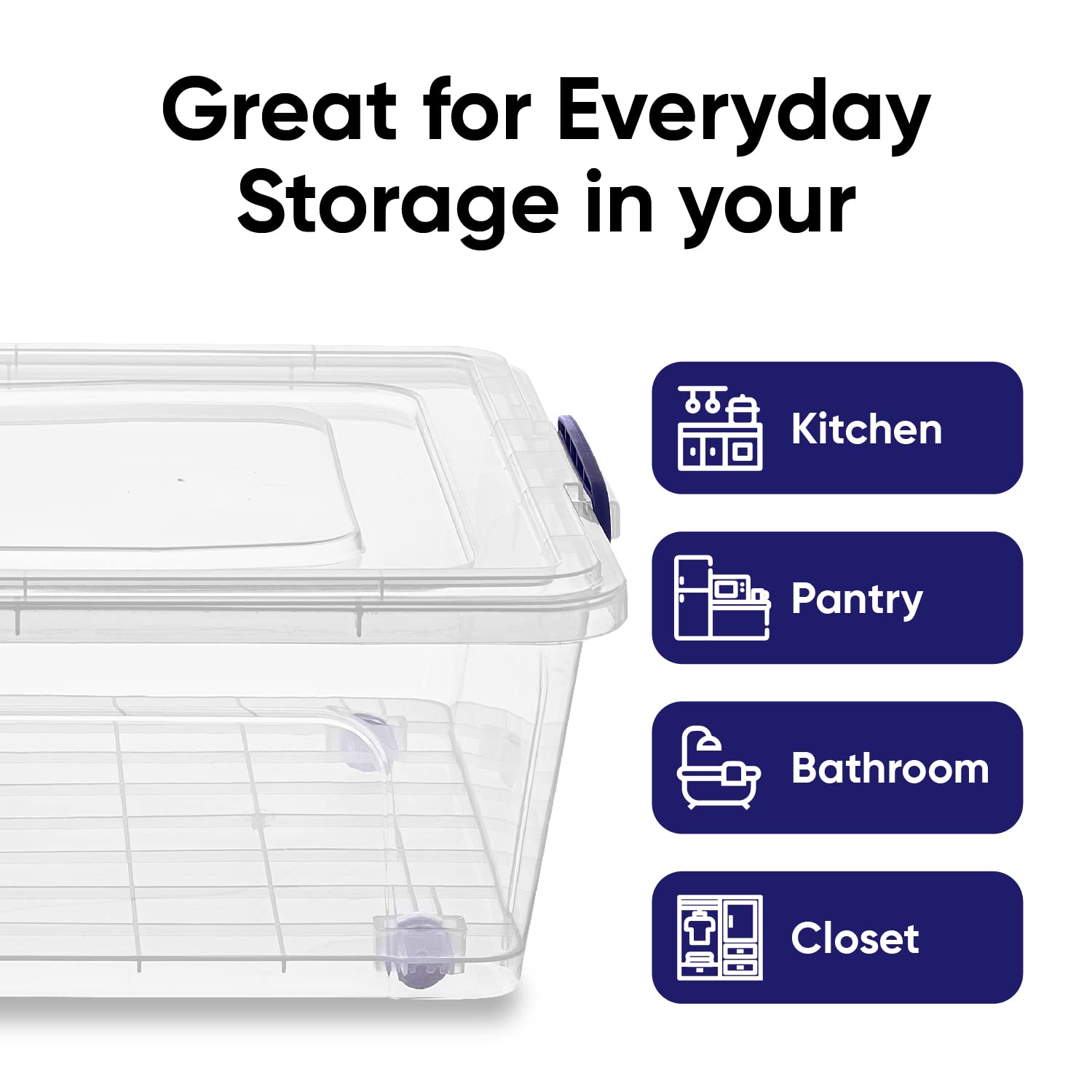 Superio Under Bed Storage Containers with Wheels (2 Pack), Flat Clear Storage Bin Stackable Large