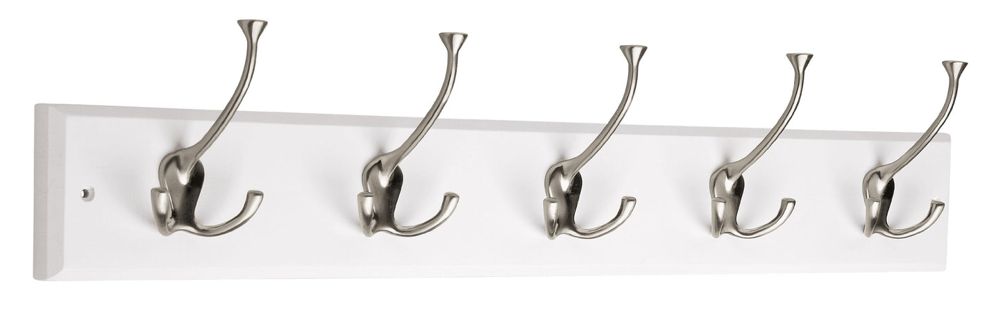 Liberty Hardware 129848 Wall Mounted Coat Rack with 5 Decorative Hooks, 27-Inch, Satin Nickel and