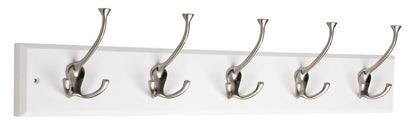 Liberty Hardware 129848 Wall Mounted Coat Rack with 5 Decorative Hooks, 27-Inch, Satin Nickel and